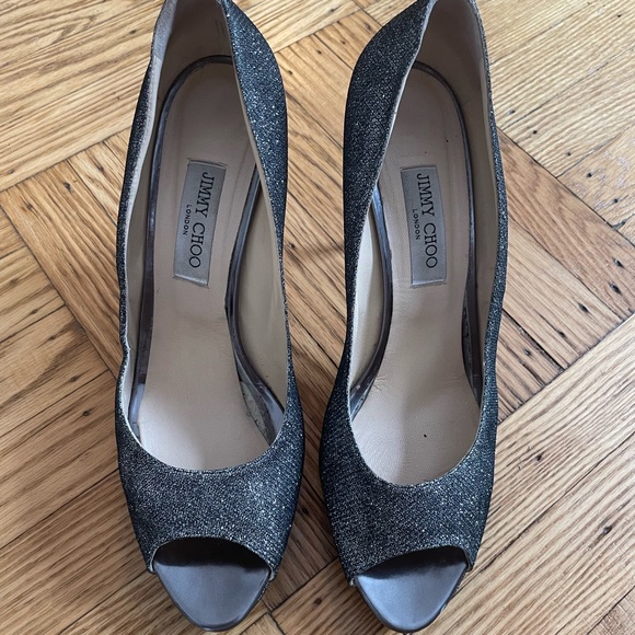 Gunmetal Glitter Jimmy Choos in a very rare size: 43/ US 12 - Picture 5 of 8